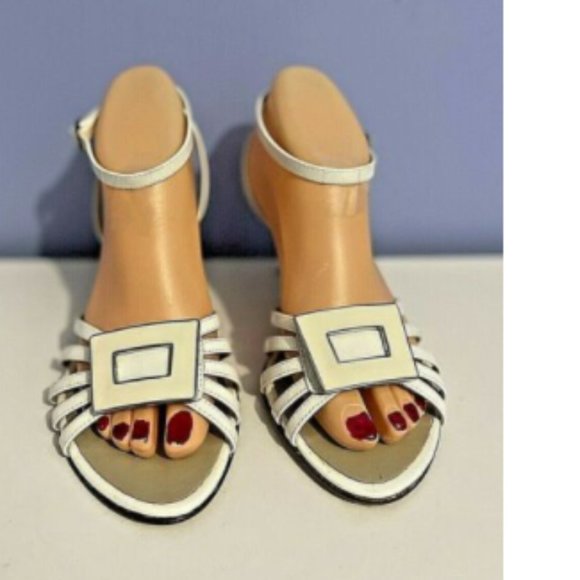 LUMIANI White Leather Strappy Heeled Sandals Made in ITALY EU Sz 39 (US Sz 8.5) - Picture 2 of 10